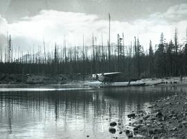 View west of Consolidated Mining and Smelting Company of Canada Ltd. (CMS) camp at Sand Bay near Thutade Lake