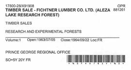 Timber Sale Licence - Fichtner Lumber Company Limited (X91908)
