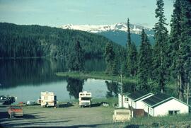Campground and lodges on Fraser Lake