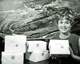 Sample bales of Skeena Kraft bleached pulp shown by Jan Thompson