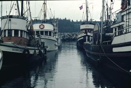 Silver Side, Misty Lady II, and Emma K boats in marina at Alert Bay