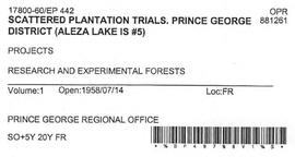 EP 442 - Scattered Plantation Trials, Prince George District