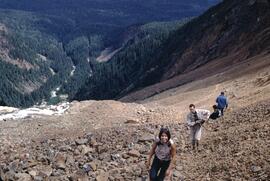 Climbing talus slope at Hudson Bay Glacier near Smithers