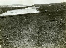Bridge over the Nechako River with view of Fraser Lake and Hudson's Bay post