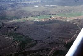Aerial view of a gang ranch along the Chilcotin River