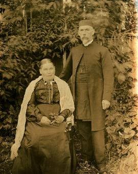 Outdoor portrait of Marion and W.H. Collison
