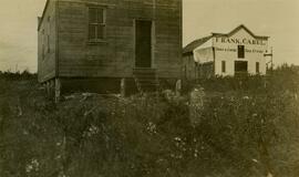Frank Carel's Livery Stable and back of new store building, Fort Fraser