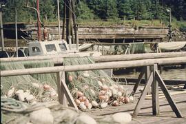 Fishing nets drying on docks at Port Edward