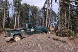 Government truck on pipeline at Telkwa Pass