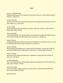 Diary of Willard Freer - January 1, 1958 to December 31, 1961 - Transcript