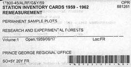 Station Inventory Cards 1959-1962