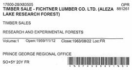 Timber Sale Licence - Fichtner Lumber Company Limited (X83505)