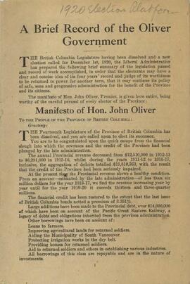 "A Brief Record of the Oliver Government"
