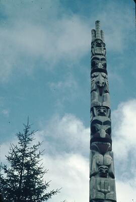 Totem poles at Masset in the Queen Charlotte Islands