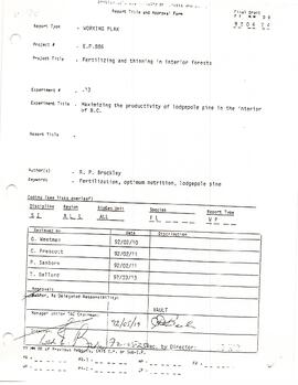 Brockley 1992 EP 886.13 working plan