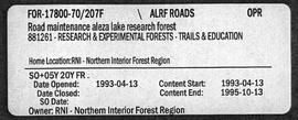 Aleza Lake Research Forest Road Maintenance