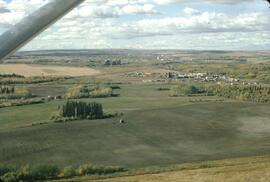 Aerial view of farmlands and Fort St. John