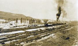Track-layers at work on the Grand Trunk Pacific Railway