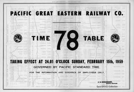 PGE Pacific District timetable 75 - February 15th, 1959