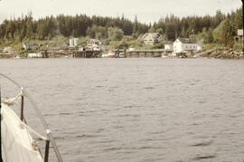 View of Bamfield docks from boat