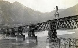 P.G.E. Railway Bridge under construction, Lillooet, BC