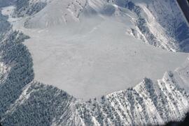 Aerial view of slumped landscape at Gaspard Lake