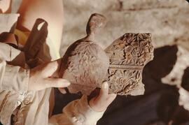 Flower patterns on broken cast-iron artifact