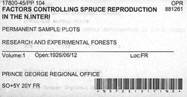 PP 104 - Factors Controlling Spruce Reproduction in the Northern Interior