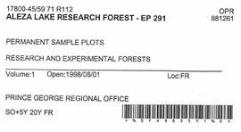 Aleza Lake Research Forest - Growth & Yield 59-71-R 97 - Experimental Plot 291