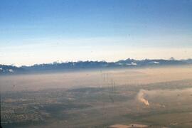 Aerial view of air pollution in the Lower Fraser Valley