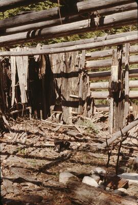 Interior of old rundown cabin