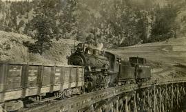 Pacific Great Eastern Railway train on Pavilion Creek trestle