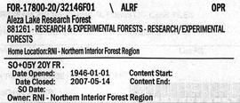 Aleza Lake Research Forest - Volume 1