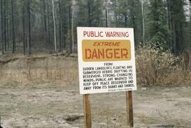 BC Hydro "Public Warning - Extreme Danger" sign at Peace Dam