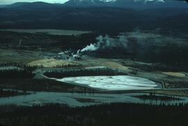 View of mill runoff from Canal Flats mill from airplane