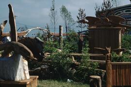 Various wood carvings and sculptures at the United Nations Habitat Conference