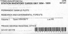 Station Inventory Cards 1954-1956