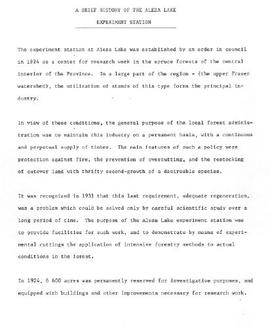 Aleza Lake Experiment Station Histories and Background