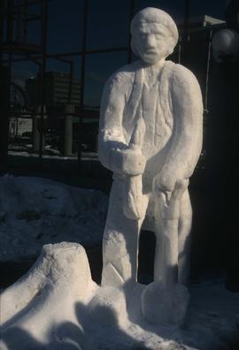 Man with Shovel Snow Sculpture