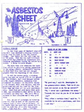 The Asbestos Sheet Sept. 1960