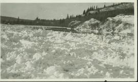 Ice jam upstream from Nechako River bridge