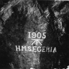 Inscription on rock about HMS Segeria