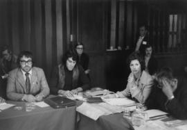 Iona Campagnolo in a meeting with other politicians or constituents
