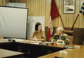 Iona Campagnolo talks to Mayor A.F. Shortreid in Smithers