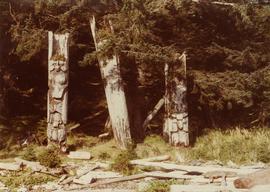 Haida totem poles on Ninstints, Anthony Island, Haida Gwaii