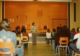 Iona Campagnolo speaking to students from Babine Elementary-Secondary School in Granisle during s...