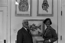 Iona Campagnolo and unidentified man in Campagnolo's Ottawa office