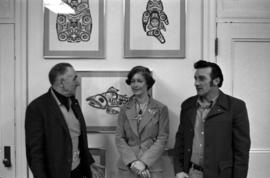 Iona Campagnolo and two unidentified men pose in Campagnolo's Ottawa office