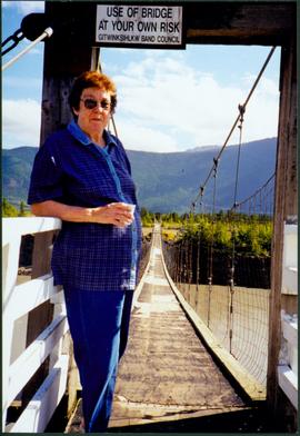 Bridget Moran at Gitwinksihlkw Suspension Bridge
