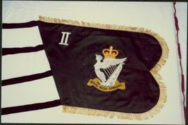 Close-up of an Royal Irish Rangers pipe banner